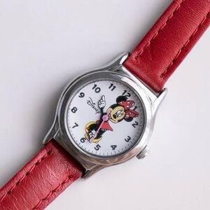 Disney Minnie Mouse Red Brown and Silver Watch